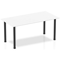 Impulse Rectangular Table, 1600mm, White, Black Post Leg