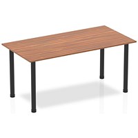 Impulse Rectangular Table, 1600mm, Walnut, Black Post Leg