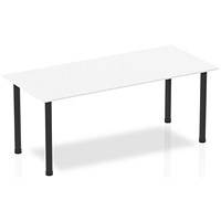 Impulse Rectangular Table, 1800mm, White, Black Post Leg