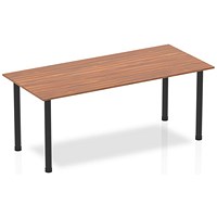 Impulse Rectangular Table, 1800mm, Walnut, Black Post Leg