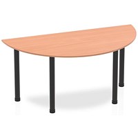 Impulse 1600mm Semi-circular Table, Beech, Black Post Leg