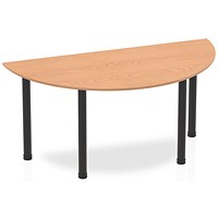 Impulse 1600mm Semi-circular Table, Oak, Black Post Leg