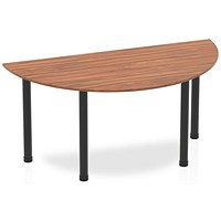 Impulse 1600mm Semi-circular Table, Walnut, Black Post Leg