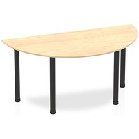 Impulse 1600mm Semi-circular Table, Maple, Black Post Leg