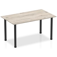Impulse Rectangular Table, 1400mm, Grey Oak, Black Post Leg