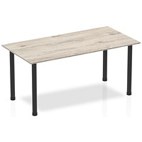 Impulse Rectangular Table, 1600mm, Grey Oak, Black Post Leg