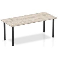 Impulse Rectangular Table, 1800mm, Grey Oak, Black Post Leg