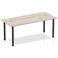 Impulse Rectangular Table, 1800mm, Grey Oak, Black Post Leg Impulse Rectangular Table, 1800mm, Grey Oak, Black Post Leg
