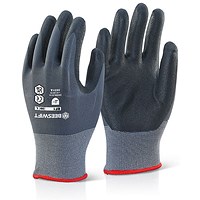 Beeswift Nitrile Pu Mix Coated Gloves, Black & Grey, XS Beeswift Nitrile Pu Mix Coated Gloves, Black & Grey, XS