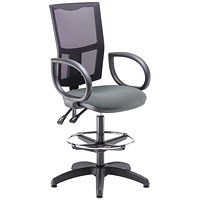 5 Star Lumo Mesh Chair Fixed Arms/Draughtsman Kit Charcoal