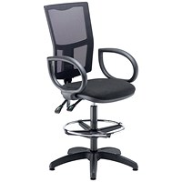 5 Star Lumo Mesh Chair Fixed Arms and Draughtsman Kit Black