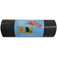 The Green Sack Medium Duty Refuse Sack, 70 Litre, Black, Pack of 15