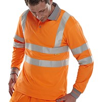 Beeswift Long Sleeve Polo Shirt, Orange, 4XL