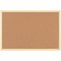 Bi-Office Pastel Cork Noticeboard, 600x400mm, Yellow Wooden Frame