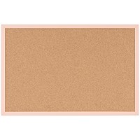 Bi-Office Pastel Cork Noticeboard, 600x400mm, Salmon Wooden Frame