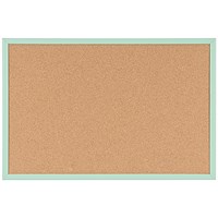 Bi-Office Pastel Cork Noticeboard, 600x400mm, Green Wooden Frame