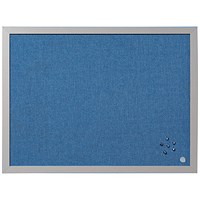 Bi-Office Blue Fabric Noticeboard, MDF Pearl Frame, 600x450mm, Blue Bi-Office Blue Fabric Noticeboard, MDF Pearl Frame, 600x450mm, Blue