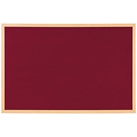 Bi-Office Earth Prime Felt Notice Board Oak MDF Frame Burgundy 120x90cm