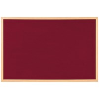 Bi-Office Earth Prime Felt Notice Board Oak MDF Frame Burgundy 180x120cm