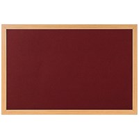 Bi-Office Earth Prime Felt Noticeboard, Oak MDF Frame,1800x1200mm, Burgundy
