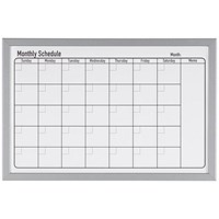 Bi-Office Magnetic Monthly Planner Whiteboard, Grey Frame, 600x400mm