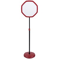 Bi-Office Octagonal Magnetic Drywipe Floor Sign, Red