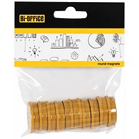 Bi-Office Round Magnets 30mm Yellow Pack of 10