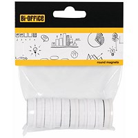 Bi-Office Round Magnets 30mm White Pack of 10