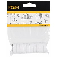 Bi-Office Round Magnets 25mm White Pack of 10