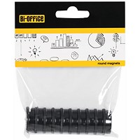 Bi-Office Round Magnets 25mm Black Pack of 10