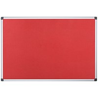 Bi-Office Aluminium Trim Felt Notice Board, 1200x900mm, Red