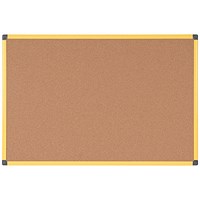 Bi-Office Industrial Ultrabrite Cork Board, 1200x900mm, Yellow Aluminium Frame