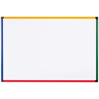 Bi-Office Magnetic Whiteboard, Brightly Coloured Plastic Frame, 600x450mm