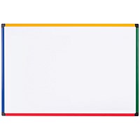 Bi-Office Magnetic Whiteboard, Brightly Coloured Plastic Frame, 900x600mm