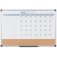 Bi-Office Maya 3-In-1 Magnetic Month Planner Lacquered Steel/Cork 90x60cm