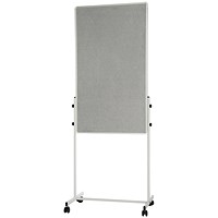 Bi-Office White Portable Duo Board and Flipchart Easel, 1200x790mm, Grey