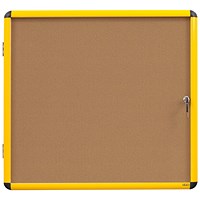 Bi-Office Ultrabrite Cork Board Display Case, 12xA4, Yellow Aluminium Frame