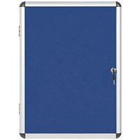 Bi-Office Enclore Blue Felt Notice Board Display Case, 4xA4, Aluminium Frame