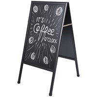 Bi-Office A-Frame Chalkboard, W600 x H1200mm, Black Bi-Office A-Frame Chalkboard, W600 x H1200mm, Black