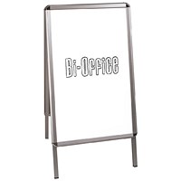 Bi-Office Freestanding A-Frame Poster Display, Aluminium Frame, A2 Bi-Office Freestanding A-Frame Poster Display, Aluminium Frame, A2