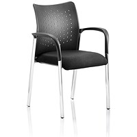 Academy Visitor Chair, With Arms, Plastic Back, Black
