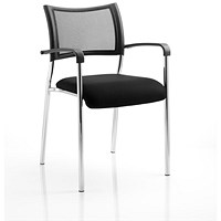 Brunswick Visitor Chair, With Arms, Chrome Frame, Black