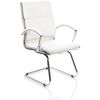 Classic Visitor Cantilever Chair, Leather, White, Delivered Built Classic Visitor Cantilever Chair, Leather, White, Delivered Built