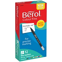 Berol Colour Fine Pen Water Based Ink Assorted (Pack of 12)