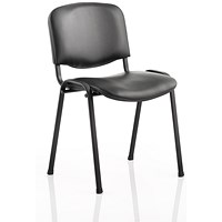 ISO Black Frame Stacking Chair, Black Vinyl