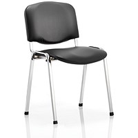 ISO Chrome Frame Stacking Chair, Black Vinyl