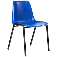 Polly Black Frame Stacking Chair, Blue