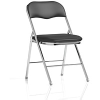 Sicily Folding Chair, Chrome Frame, Black, Pack of 4 Sicily Folding Chair, Chrome Frame, Black, Pack of 4