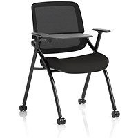 Capra Mesh Back Folding Training Chair With Writing Table Black Fabric Seat