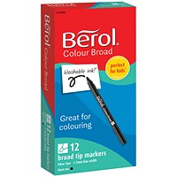 Berol Colour Broad Markers Black (Pack of 12)